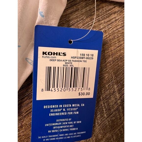 Hurley Deep Sea Tee-Size XXL - Picture 5 of 6